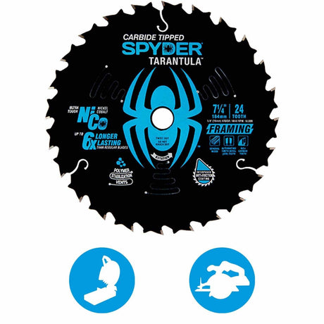 Spyder 13001 7-1/4-Inch 24-Tooth TCT Framing Circular Saw Blade