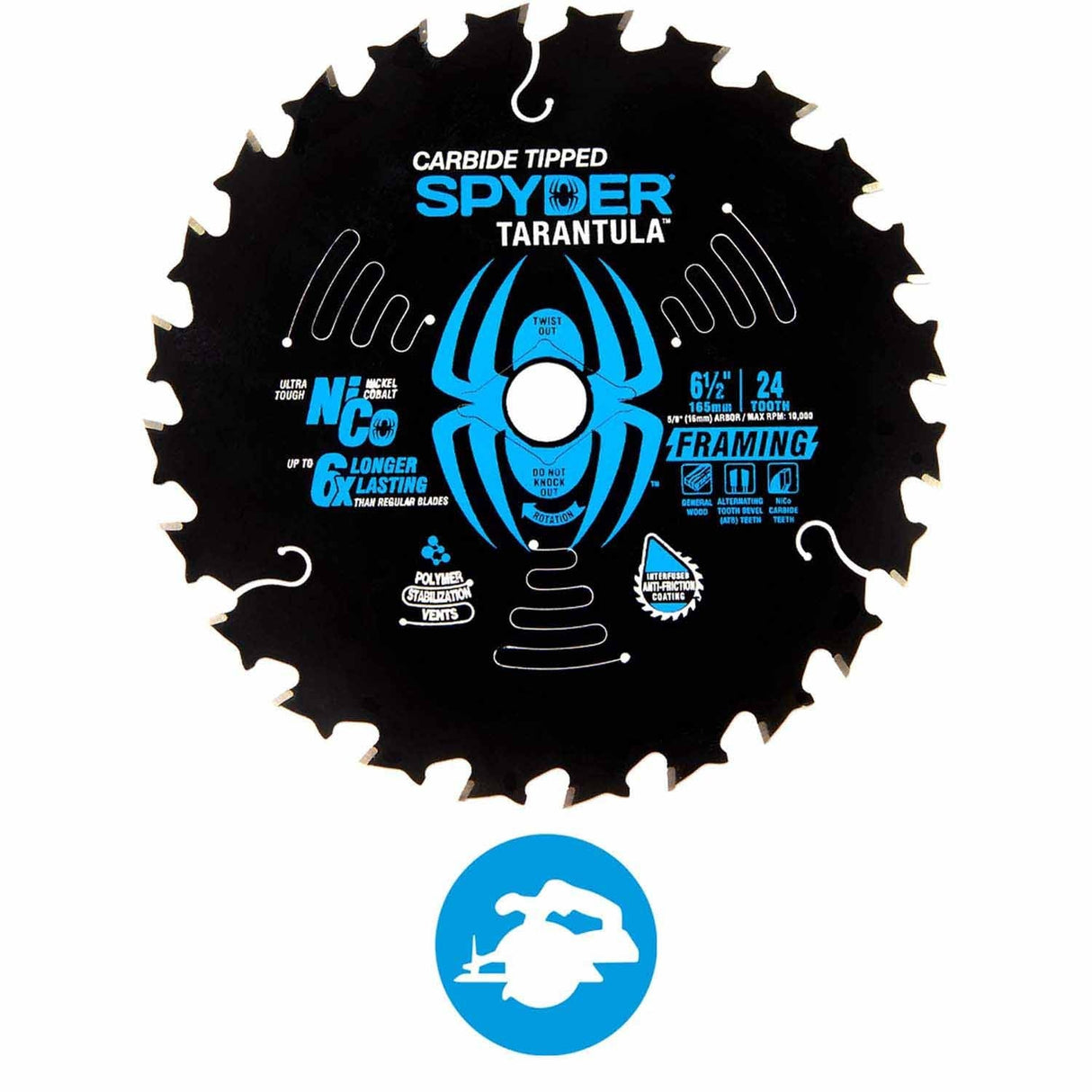 Spyder 13004 6-1/2-Inch 24-Tooth TCT Framing Circular Saw Blade