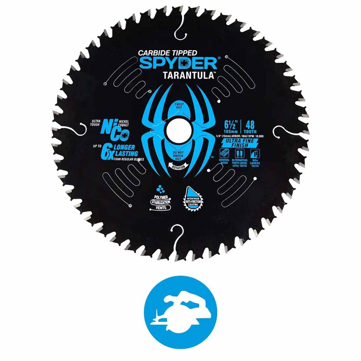 Spyder 13025 6-1/2-Inch 48-Tooth TCT Ultra Fine Circular Saw Blade