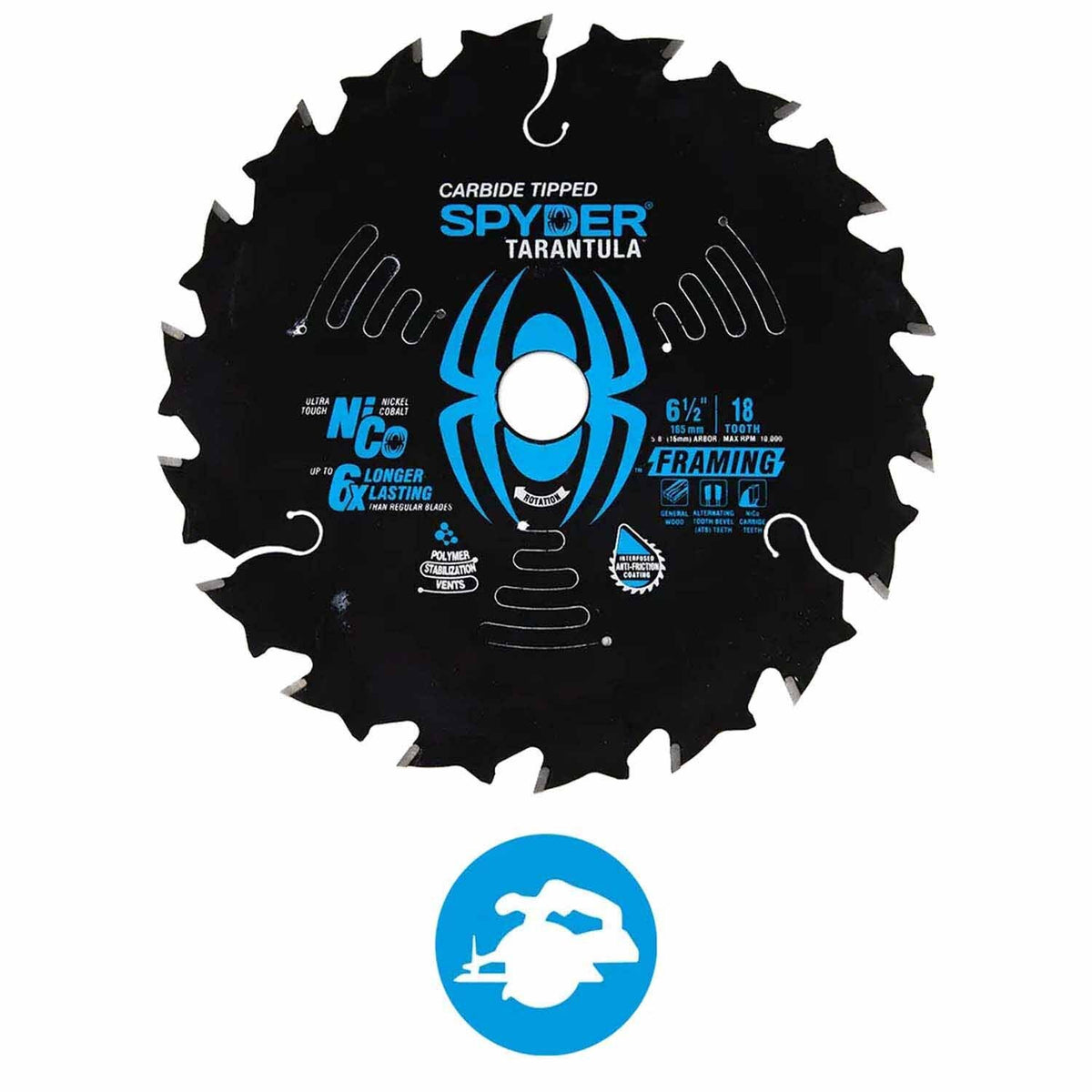 Spyder 13030 6-1/2-Inch 18-Tooth Saw Blade