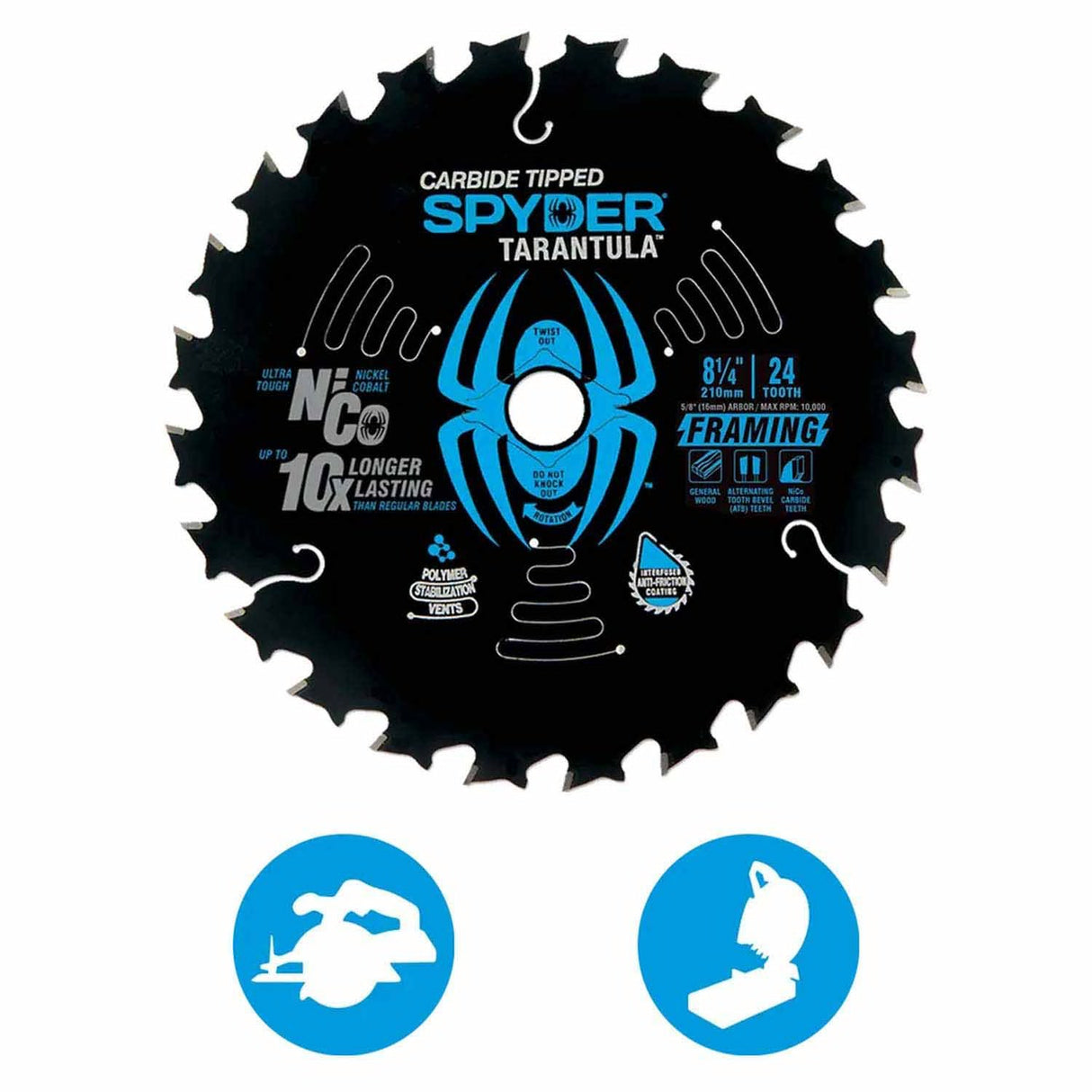 Spyder 13031 8-1/4-Inch 24-Tooth TCT Framing Circular Saw Blade