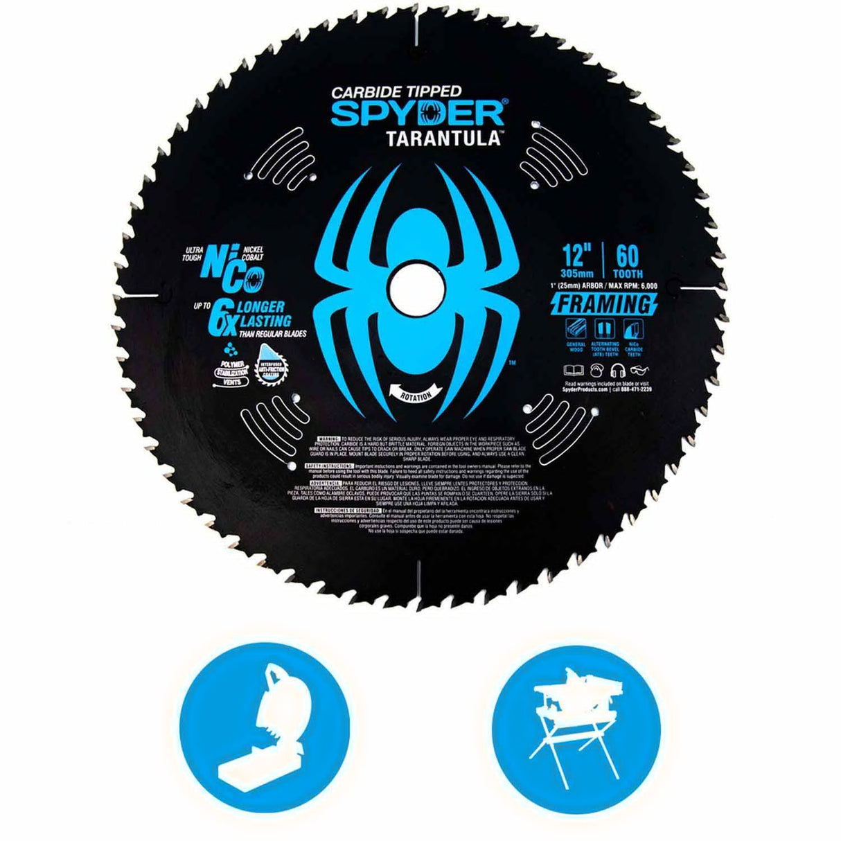 Spyder 13033 12-Inch 60-Tooth TCT Framing Circular Saw Blade