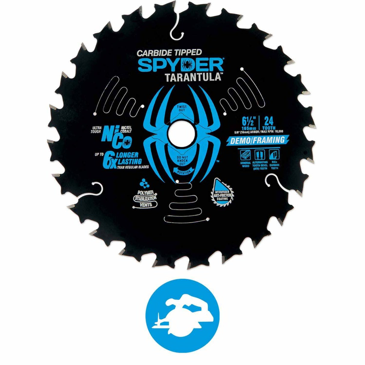 Spyder 13041 6-1/2-Inch 24-Tooth TCT Demolition Circular Saw Blade
