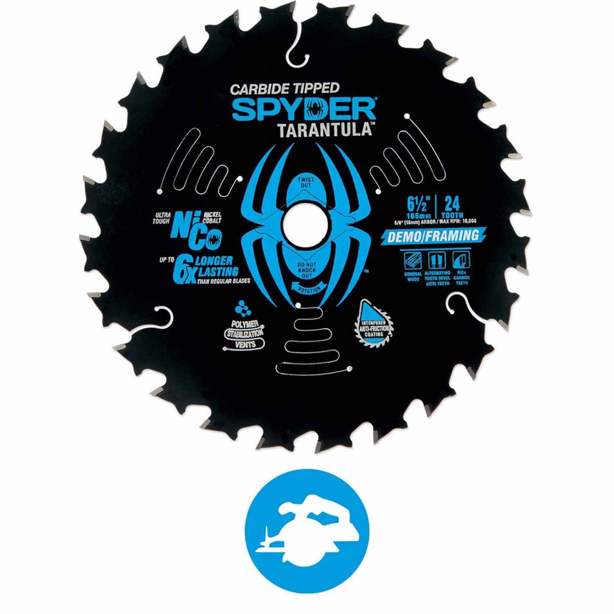 Spyder 13041 6-1/2-Inch 24-Tooth TCT Demolition Circular Saw Blade