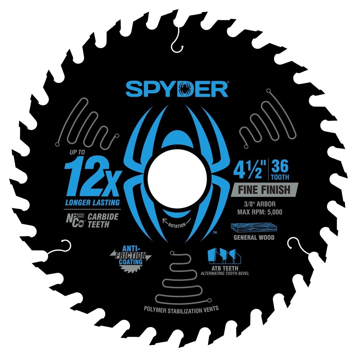 Spyder 13097 4-1/2" 36T Fine Finish Circular Saw Blade for Wood