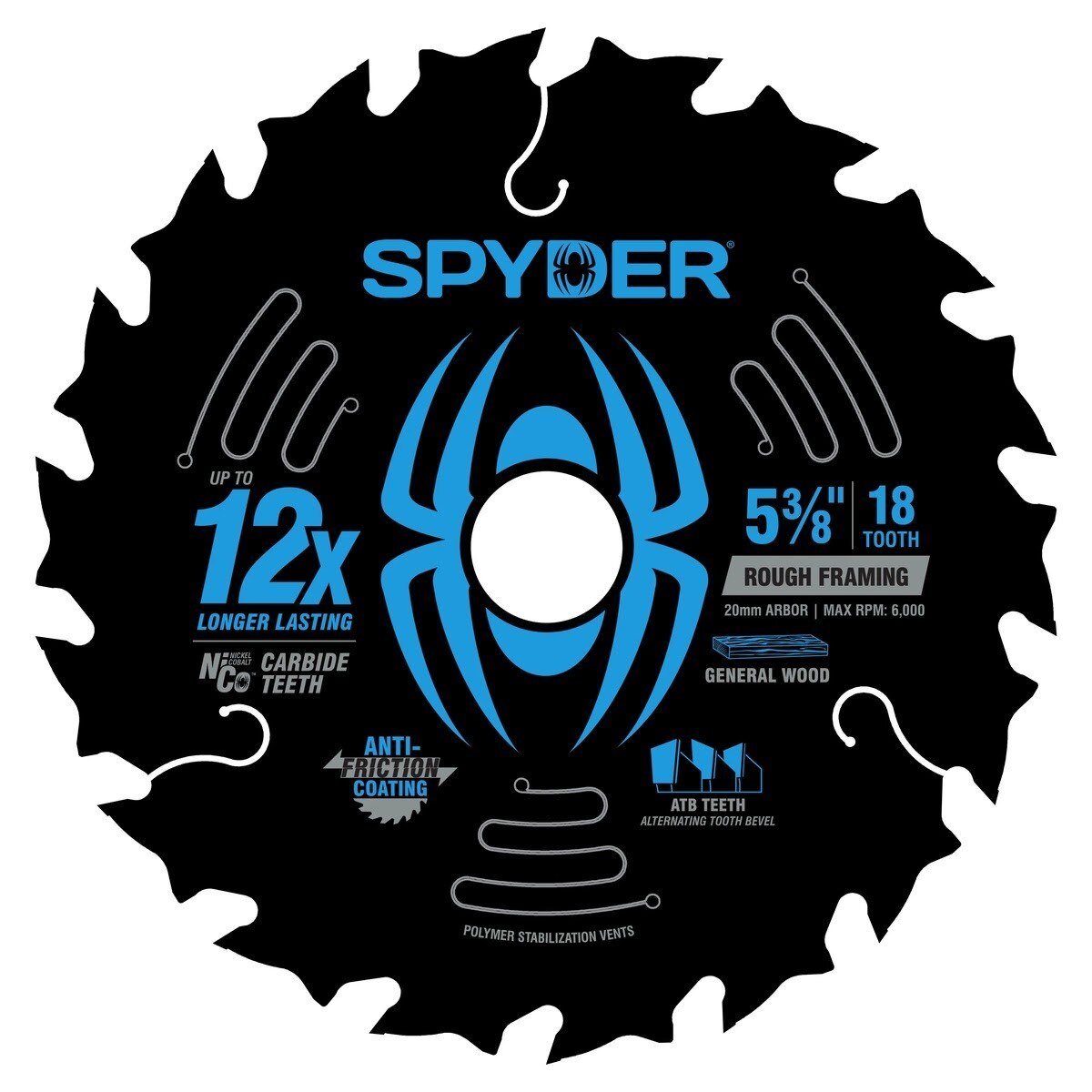 Spyder 13107 5-3/8" 18-Tooth Rough Framing Circular Saw Blade