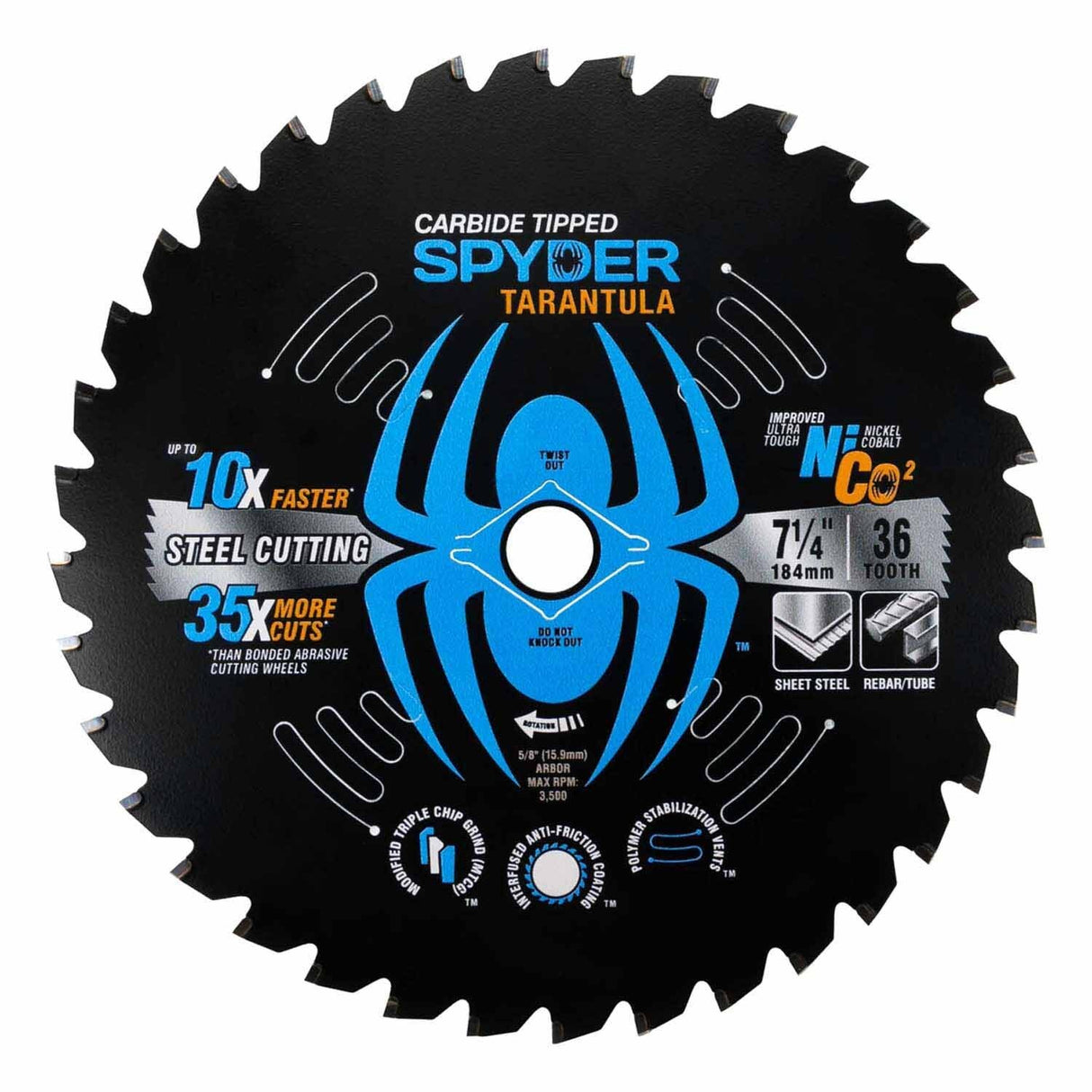 Spyder 13501 7-1/4-Inch 36-Tooth TCT Steel Cutting Circular Saw Blade