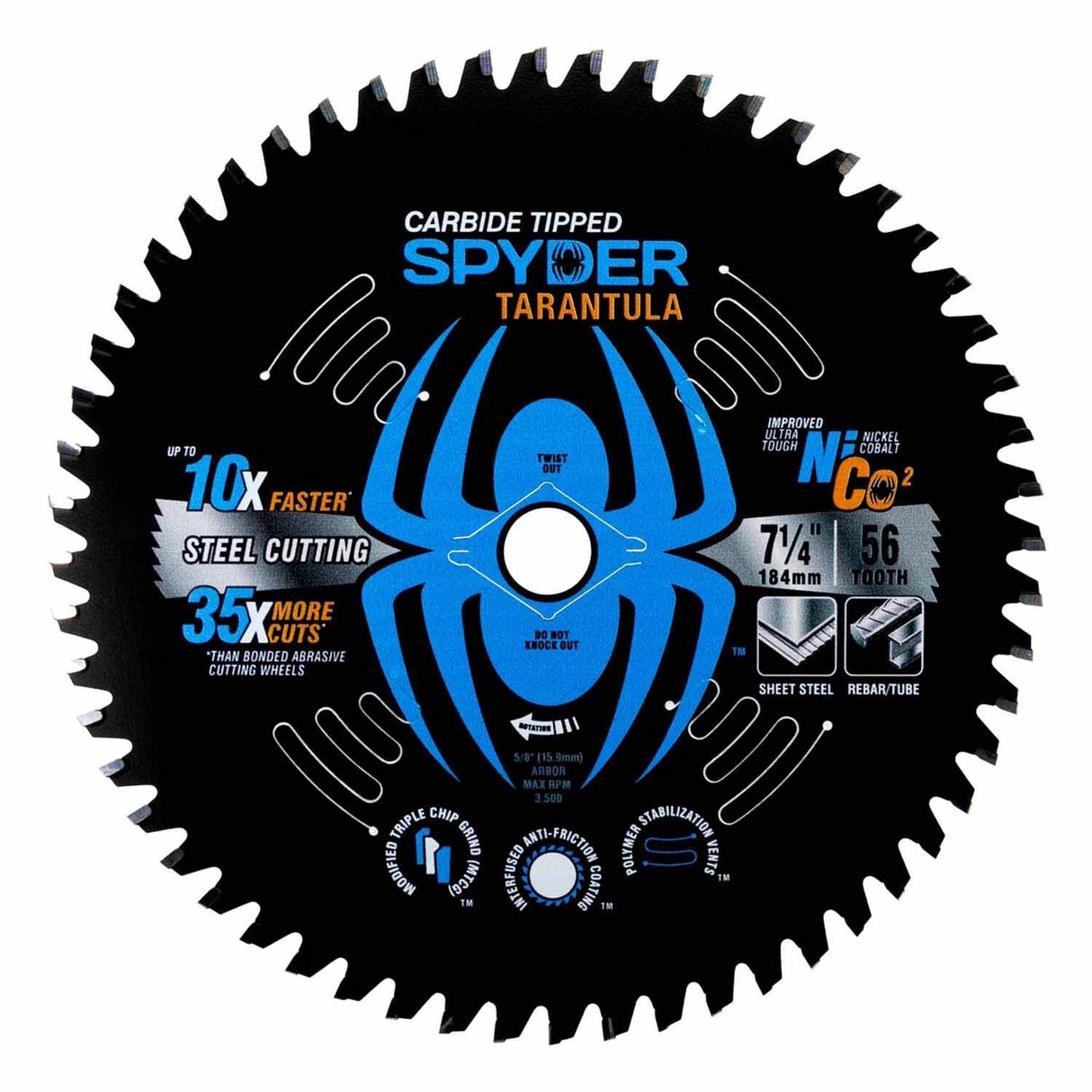 Spyder 13502 7-1/4-Inch 56-Tooth TCT Steel Cutting Circular Saw Blade