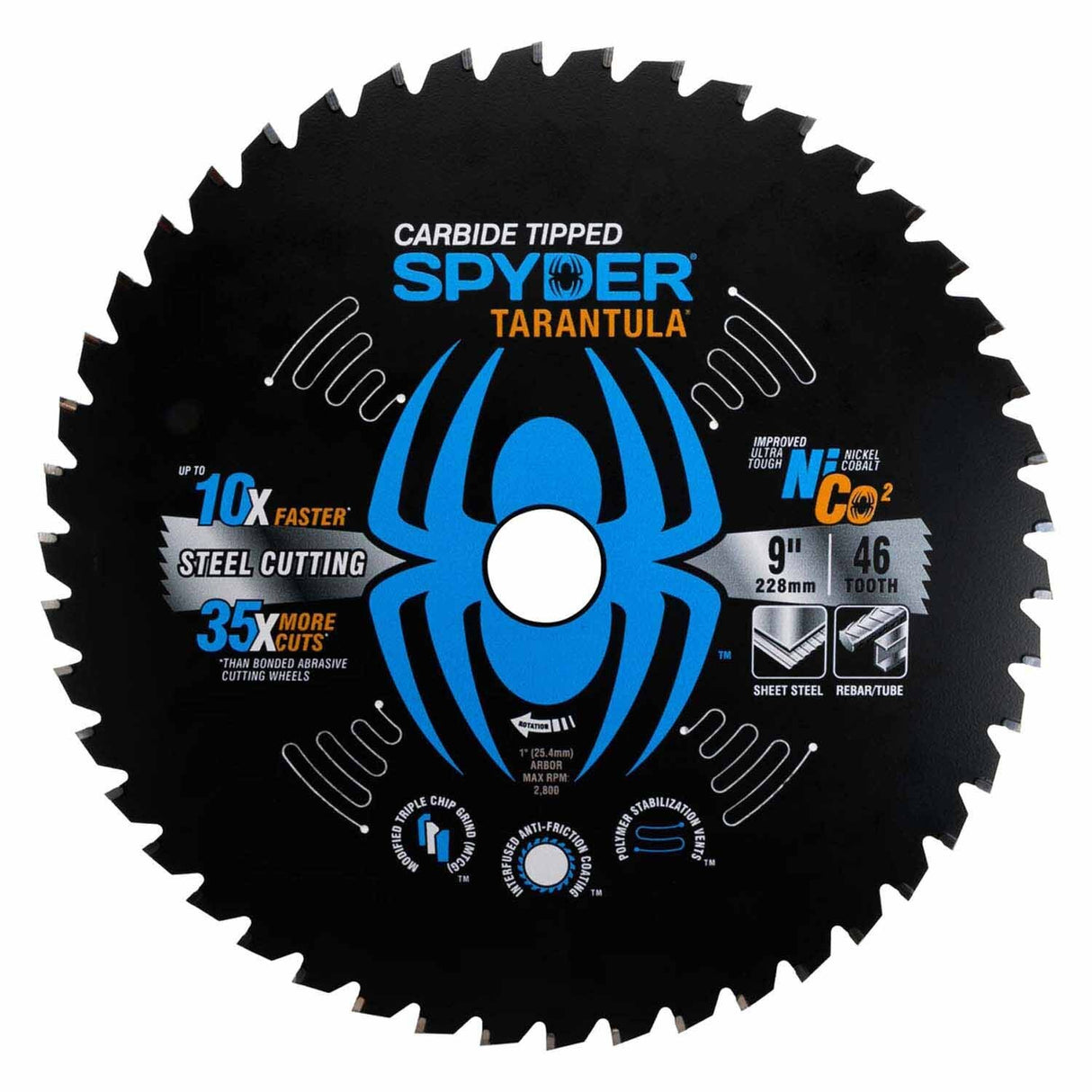Spyder 13503 9-Inch 46-Tooth TCT Steel Cutting Circular Saw Blade