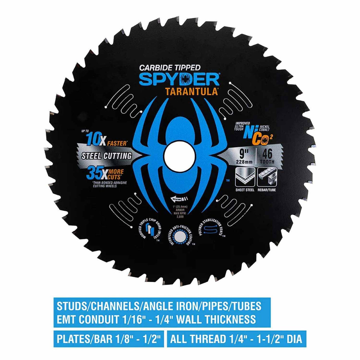 Spyder 13503 9-Inch 46-Tooth TCT Steel Cutting Circular Saw Blade - 3