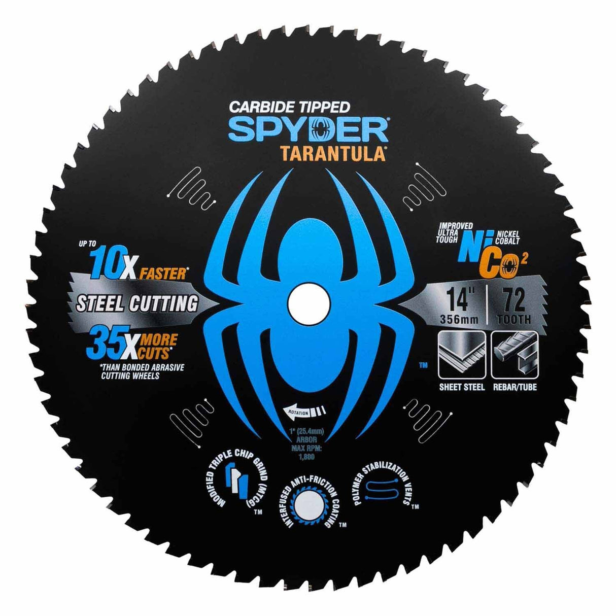 Spyder 13506 14-Inch 72-Tooth TCT Steel Cutting Circular Saw Blade