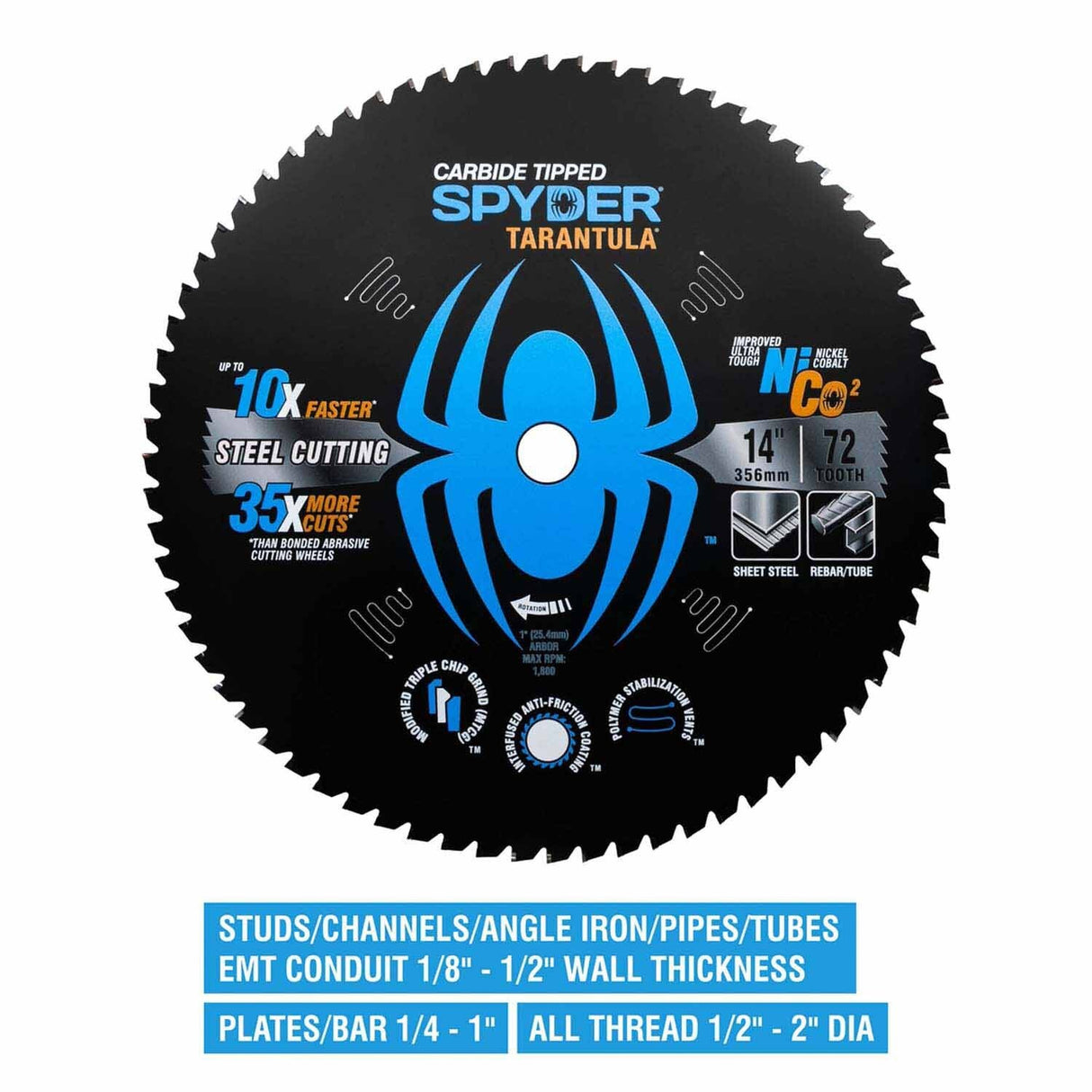 Spyder 13506 14-Inch 72-Tooth TCT Steel Cutting Circular Saw Blade - 3