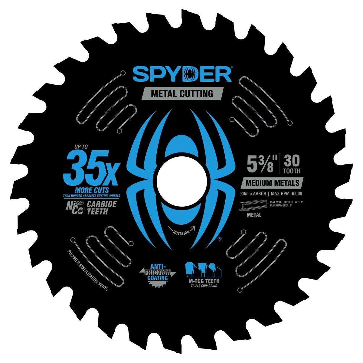 Spyder 13514 5-3/8" 30-Tooth Saw Blade for Medium Metal Cutting