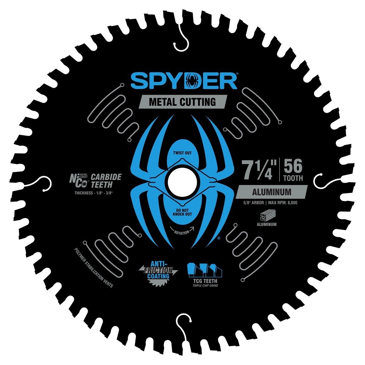 Spyder 13517 7-1/4" 56-Tooth TCG Aluminum Circular Saw Blade