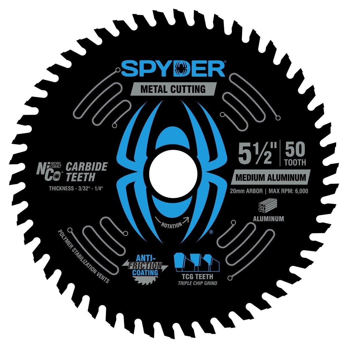 Spyder 13520 5-1/2" 50-Tooth Medium Aluminum Circular Saw Blade