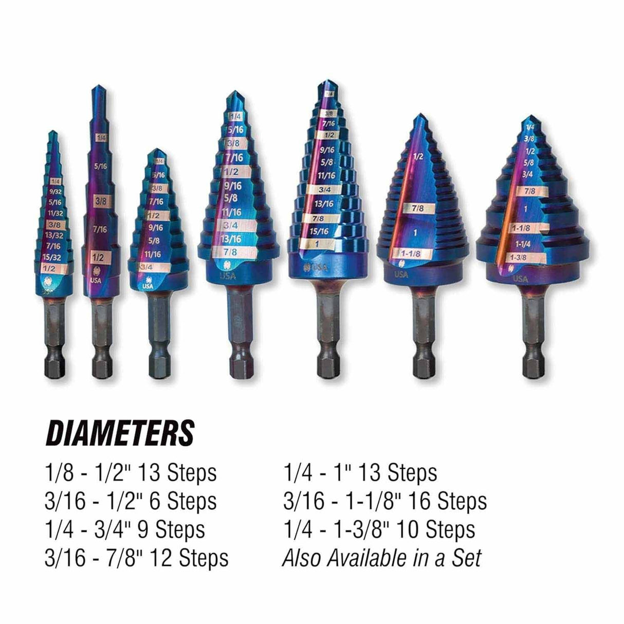Spyder 19021 1/4 to 3/4-Inch Hex Shank 9 Step Drill Bit - 3