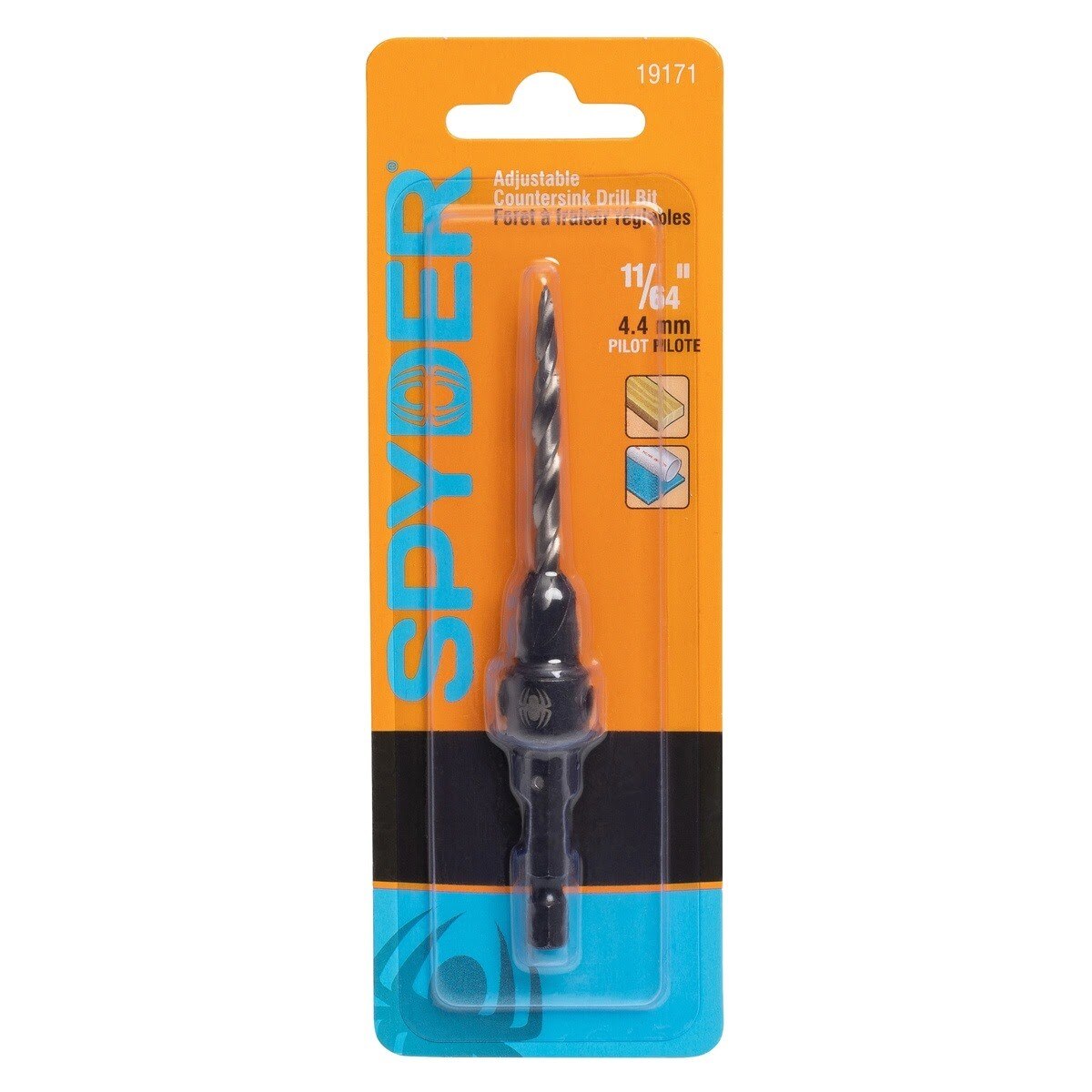 Spyder 19171 11/64" Adjustable Countersink Drill Bit for #8 Screws - 4