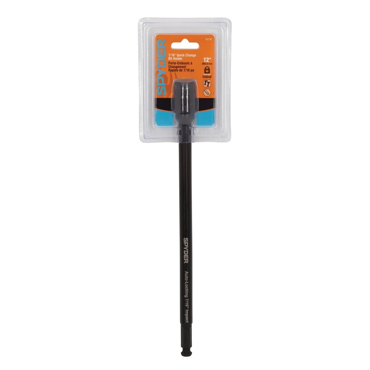 Spyder 19178 12" 7/16" Hex Quick Change Bit Holder Extension with Auto-Lock Retention - 2