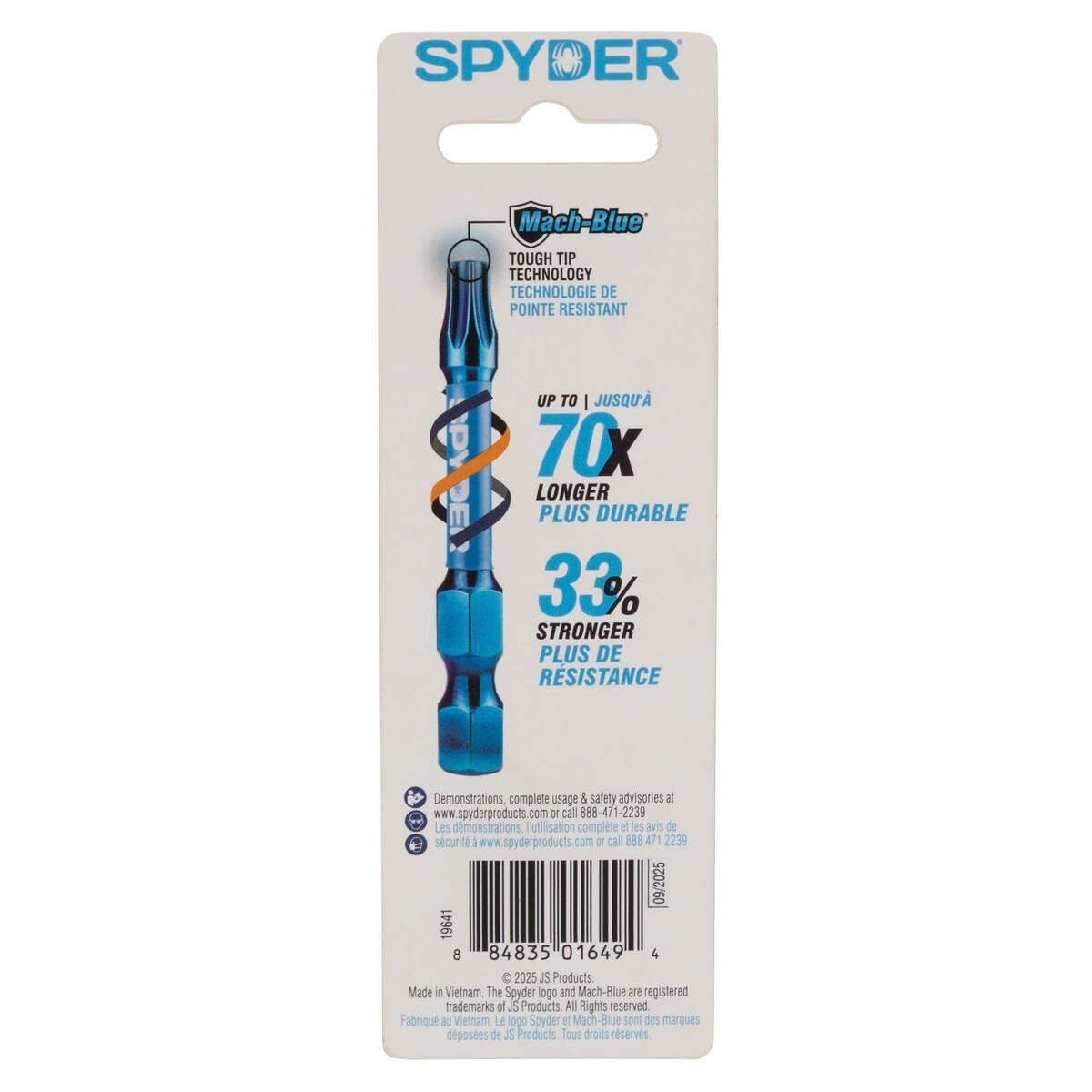 Spyder 19641 Mach-Blue T15 x 3-1/2" Impact Rated Driver Bit (2 Pack) - 5