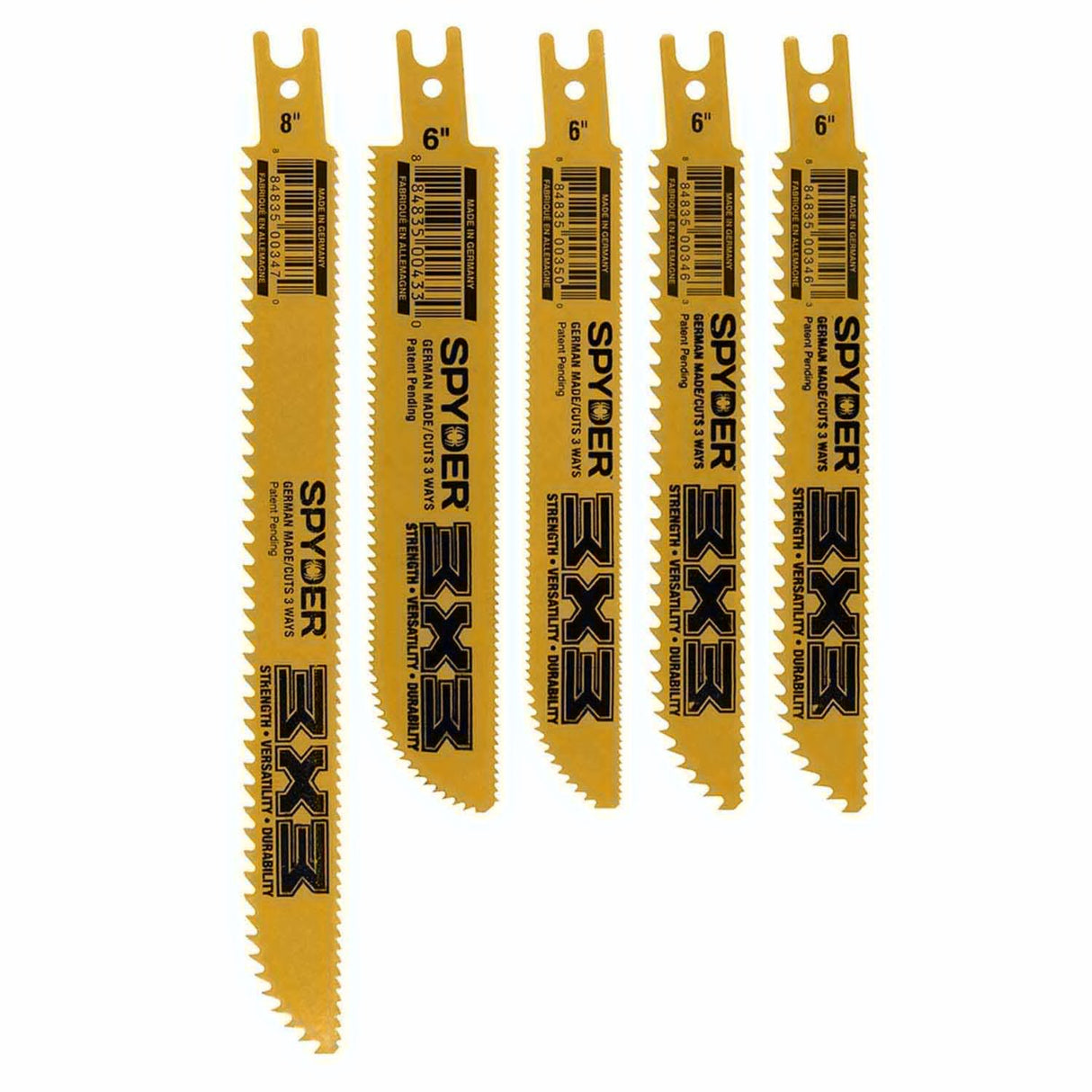 Spyder 200228 5-Piece Double-Sided Demo Wood/Metal Cutting Reciprocating Saw Blade Set (6 & 8-Inch)