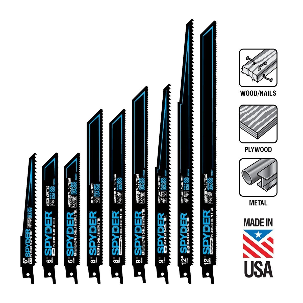 Spyder 200306-50 12" 6 TPI Bi-Metal Metal-Wood Cutting Reciprocating Saw Blades (50 Pack) - 3