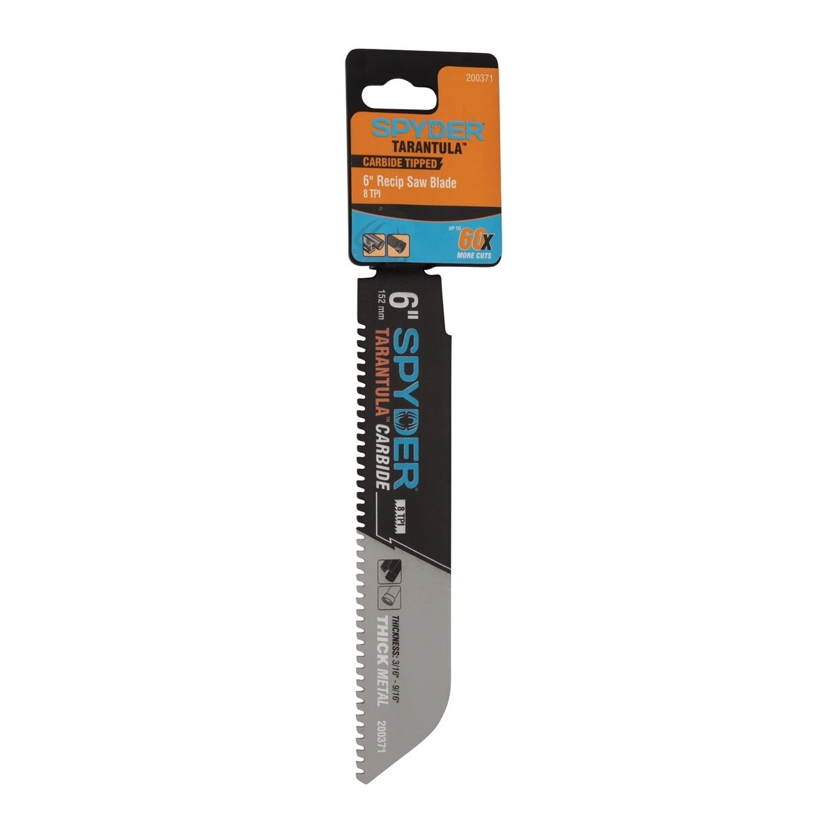 Spyder 200371 6" 8 TPI Carbide Tipped Recip Saw Blade for Thick Metal Cutting - 4
