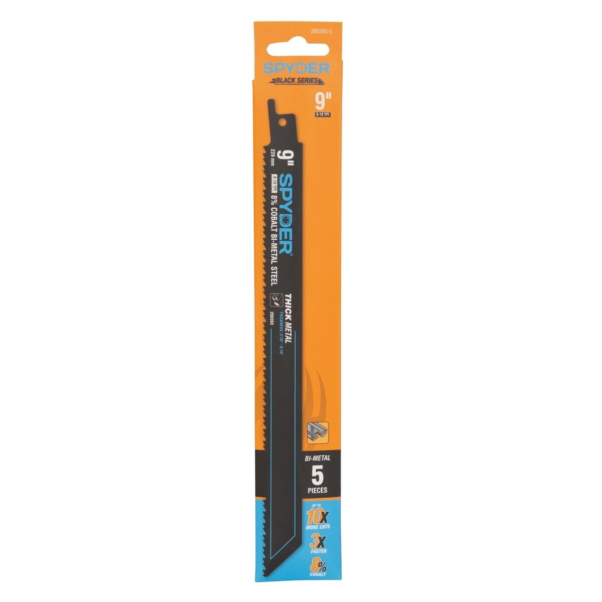 Spyder 200393-5 9 in Black Series 8-10 TPI 8% Cobalt Bi-Metal Reciprocating Saw Blade for Multi-Material (5 Pack) - 3