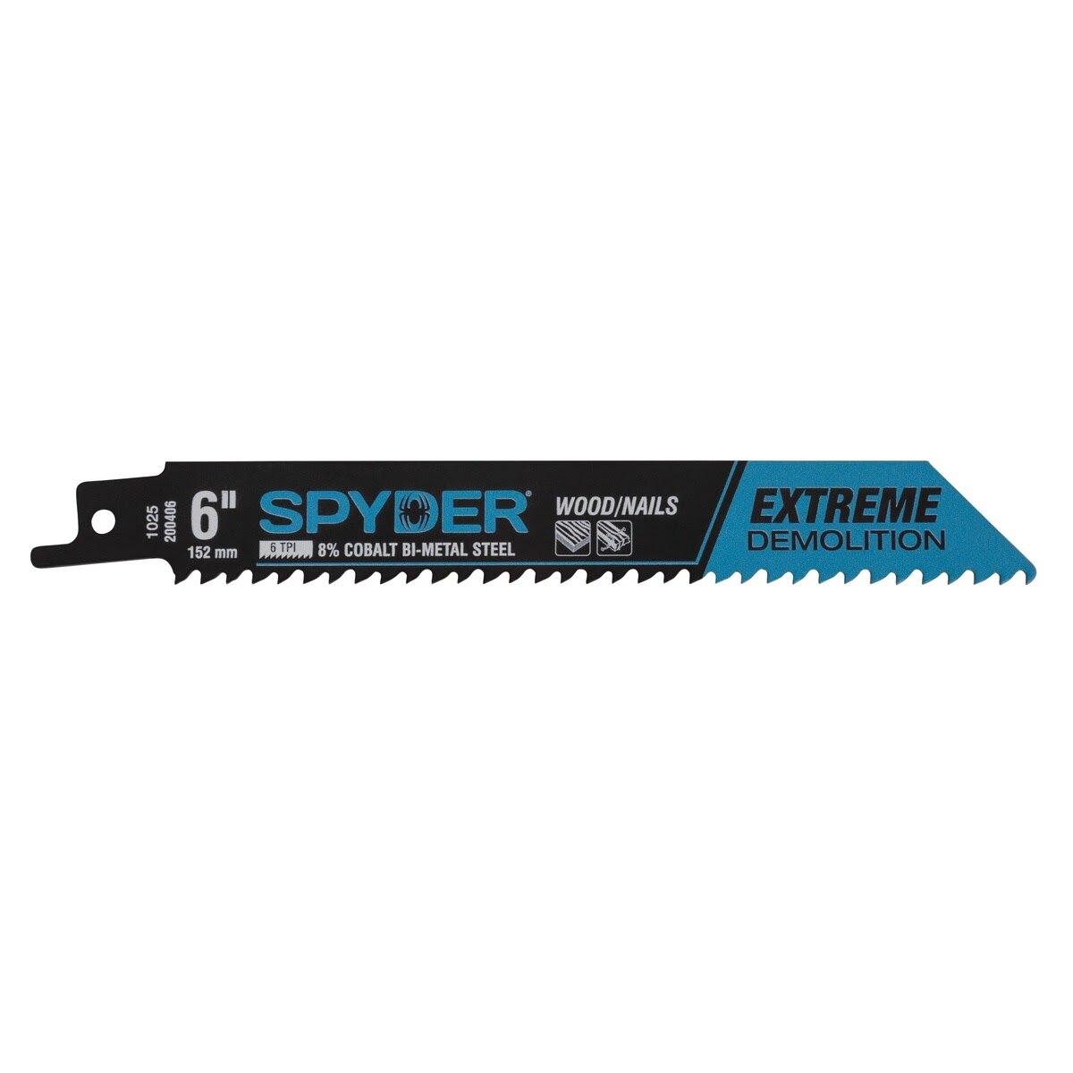 Spyder 200406-5 6" 6 TPI Bi-Metal Extreme Demolition Reciprocating Saw Blade for Wood and Nails (5 Pack)