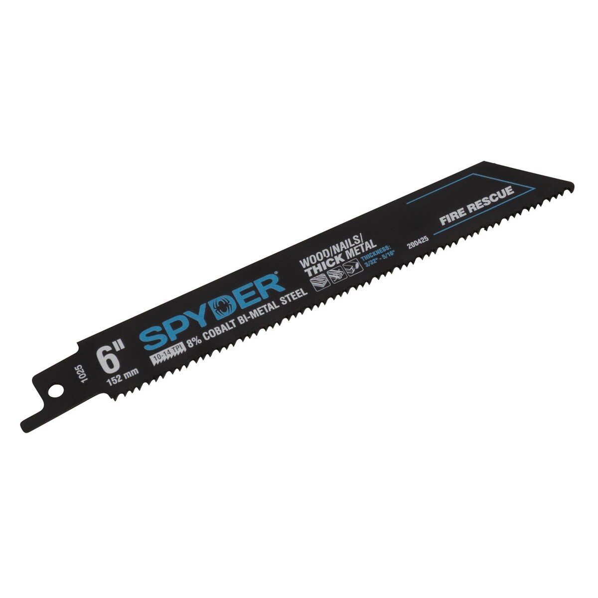 Spyder 200425-5 6" 10-14 TPI Bi-Metal Fire Rescue Reciprocating Saw Blade, Black Series (5 Pack) - 2