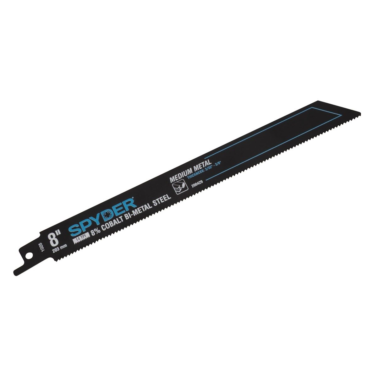 Spyder 200429-5 8" 14 TPI Black Series Bi-Metal Reciprocating Saw Blade for Metal Cutting (5 Pack)