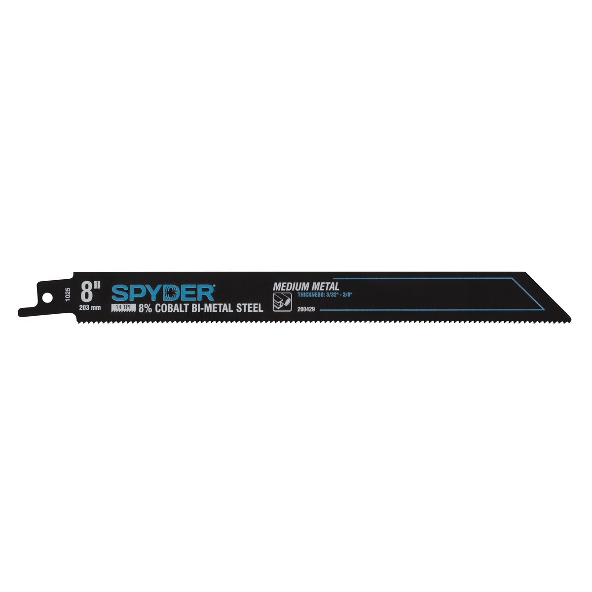 Spyder 200429-5 8" 14 TPI Black Series Bi-Metal Reciprocating Saw Blade for Metal Cutting (5 Pack) - 2