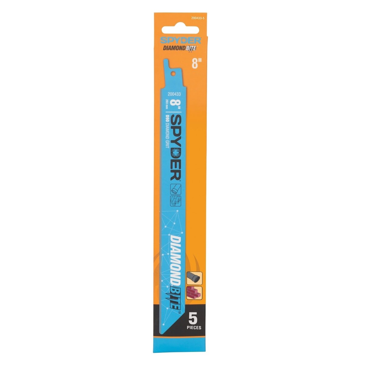 Spyder 200433-5 Diamond Bite 8" Diamond Grit Reciprocating Saw Blade for Tile and Masonry Cutting (5 Pack) - 3