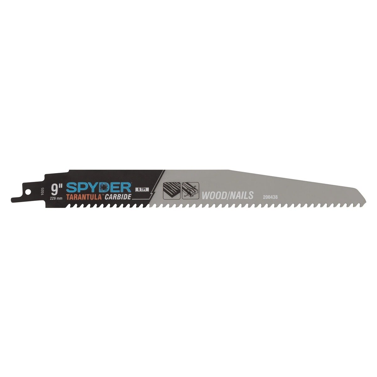 Spyder 200438-3 9" 6 TPI Carbide Toothed Reciprocating Saw Blade for Wood and Nails (3 Pack) - 2