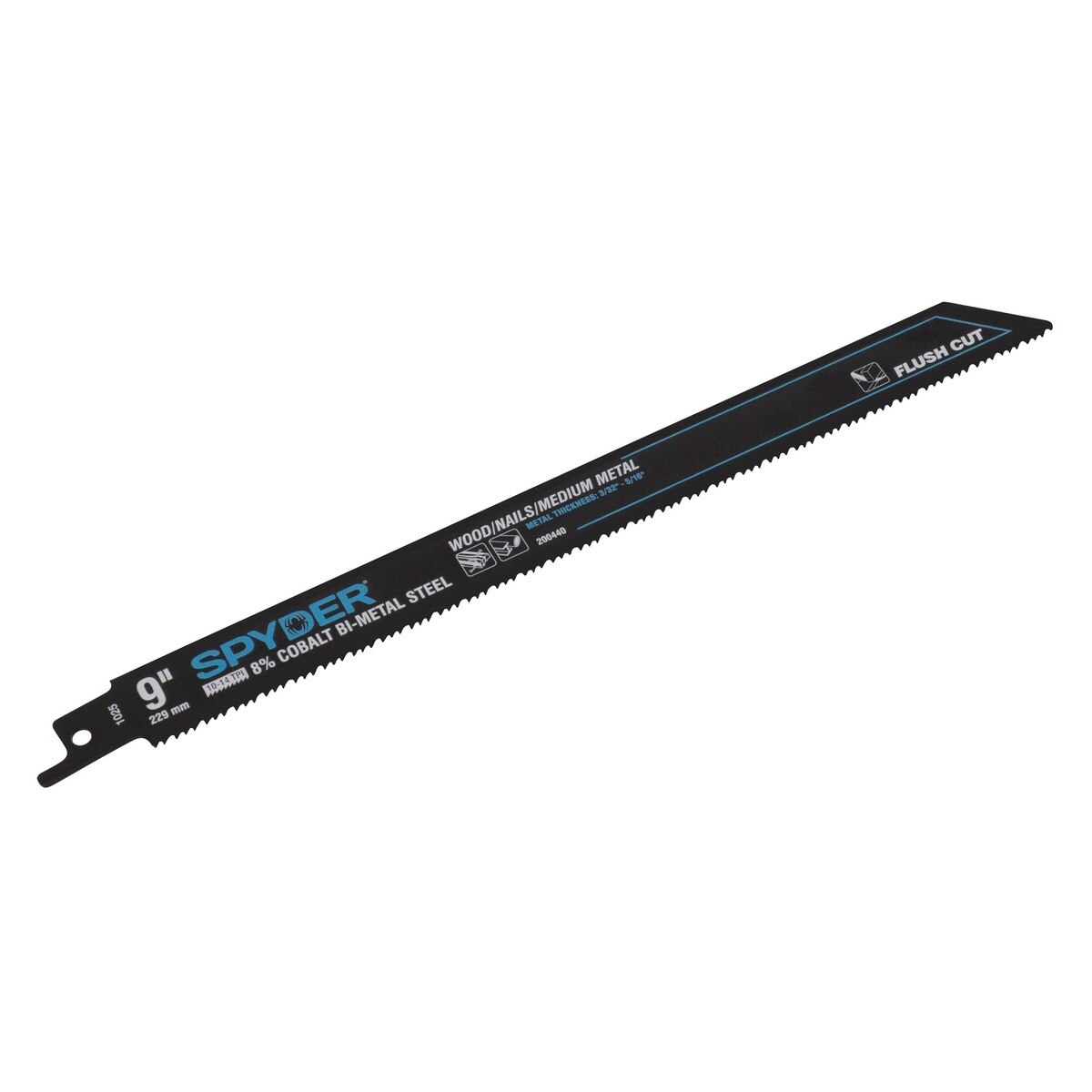 Spyder 200440-5 9" 10-14 TPI Bi-Metal Flush Cut Reciprocating Saw Blade for Multi-Material Cutting (5 Pack)