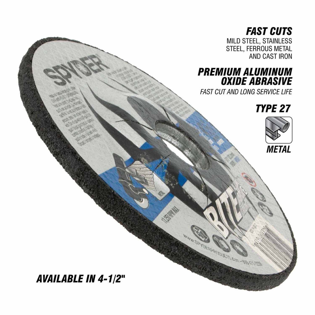 Spyder 21125 4.5-Inch Aluminum Oxide Cut & Grind Wheel - 2