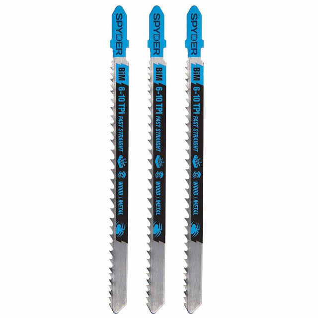Spyder 300098 T-Shank Metal And Wood Cutting Bi-Metal Coarse Tooth Jig Saw Blades (3-Pack)