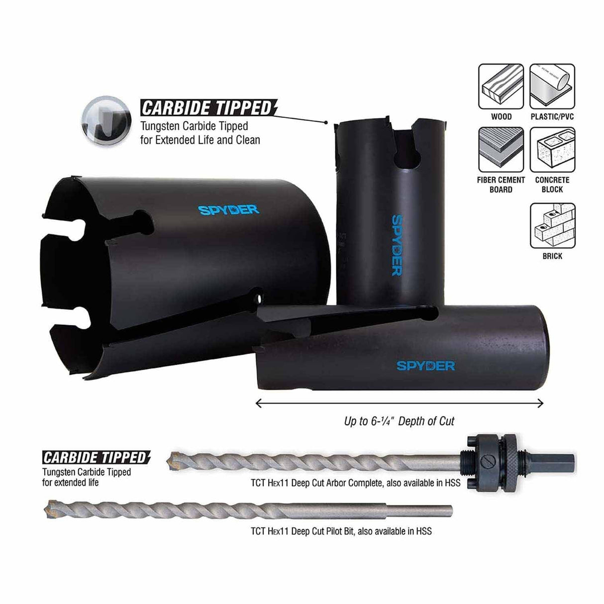 Spyder 600826 1-25/32-Inch Deep Cut Tungsten Carbide Tipped Hole Saw - 2