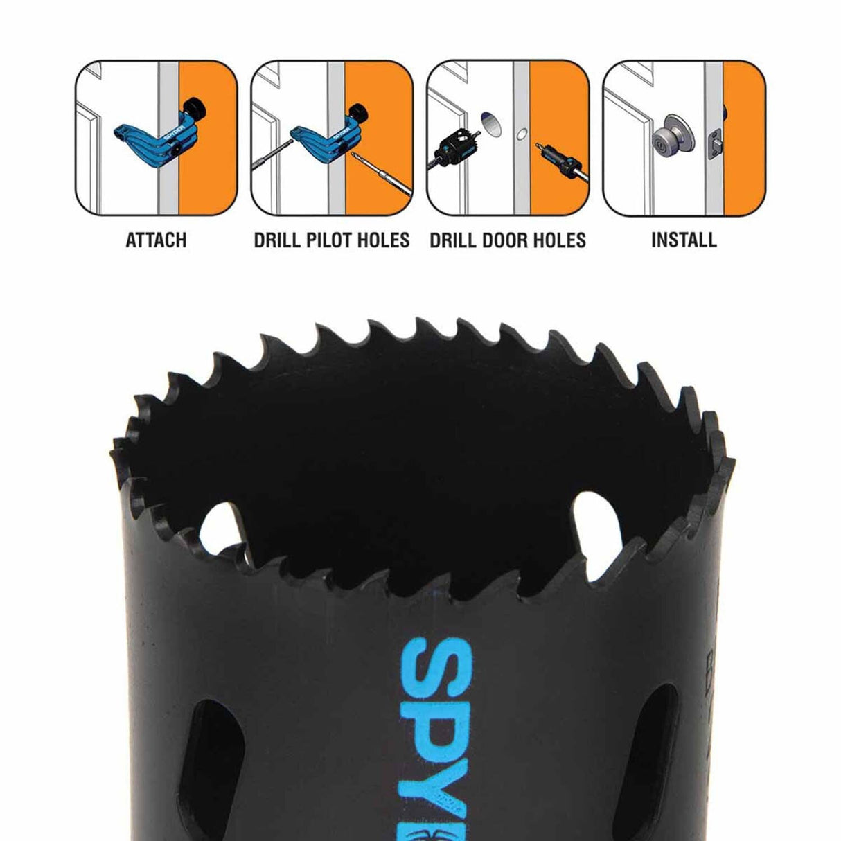 Spyder 600884 5-Piece Rapid Core Eject Door Lock Installation Jig/Bi-Metal Hole Saw Kit - 4