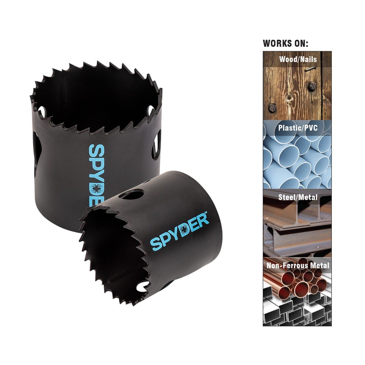 Spyder 601008 Bi-Metal Hole Saw Kit with Rapid Core Eject 7/8 in to 4-3/4 in (17 Piece Set) - 3