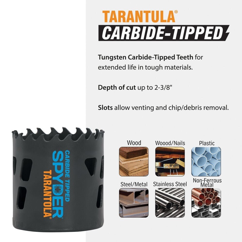 Spyder 601016 Tarantula Electricians Hole Saw Kit for Electrical Rough In (13 Piece Kit) - 4