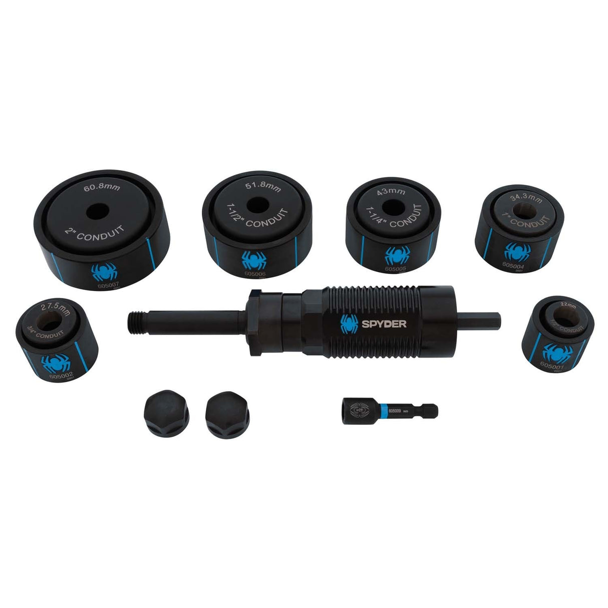 Spyder 605000 6-Die Hole Knockout Punch Set for Clean Knockouts in Panels and Enclosures (10-Piece)