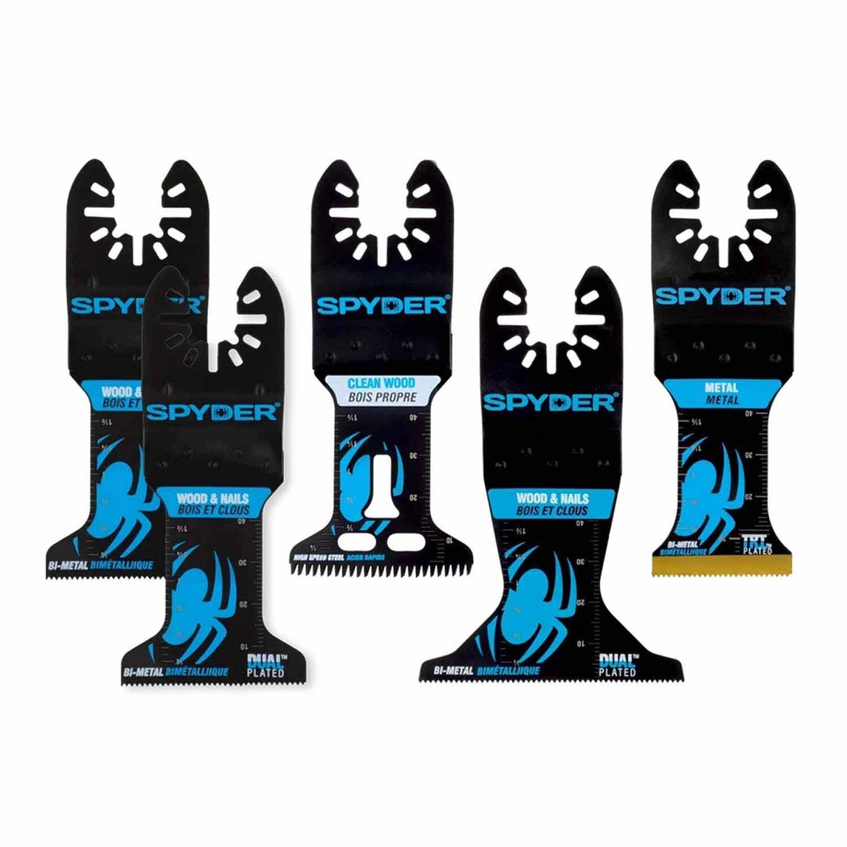 Spyder 70000 5-Piece Bi-Metal Wood/Metal Cutting Oscillating Tool Blade (1-3/4, 2-1/2, 1-3/8-Inch)