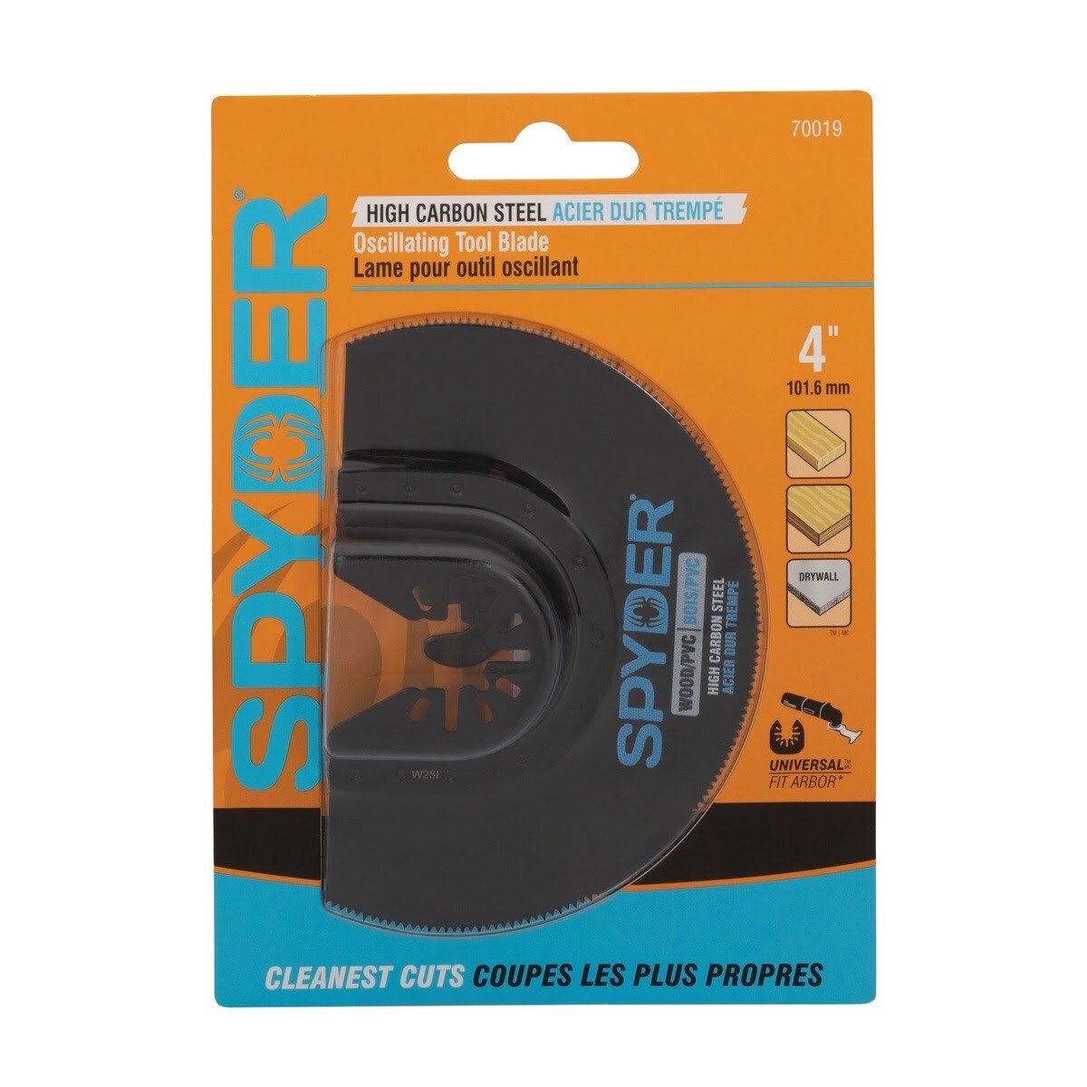 Spyder 70019 4" HCS Half Moon Oscillating Tool Blade for Clean Cuts in Wood and PVC with Dremel Adapter - 2