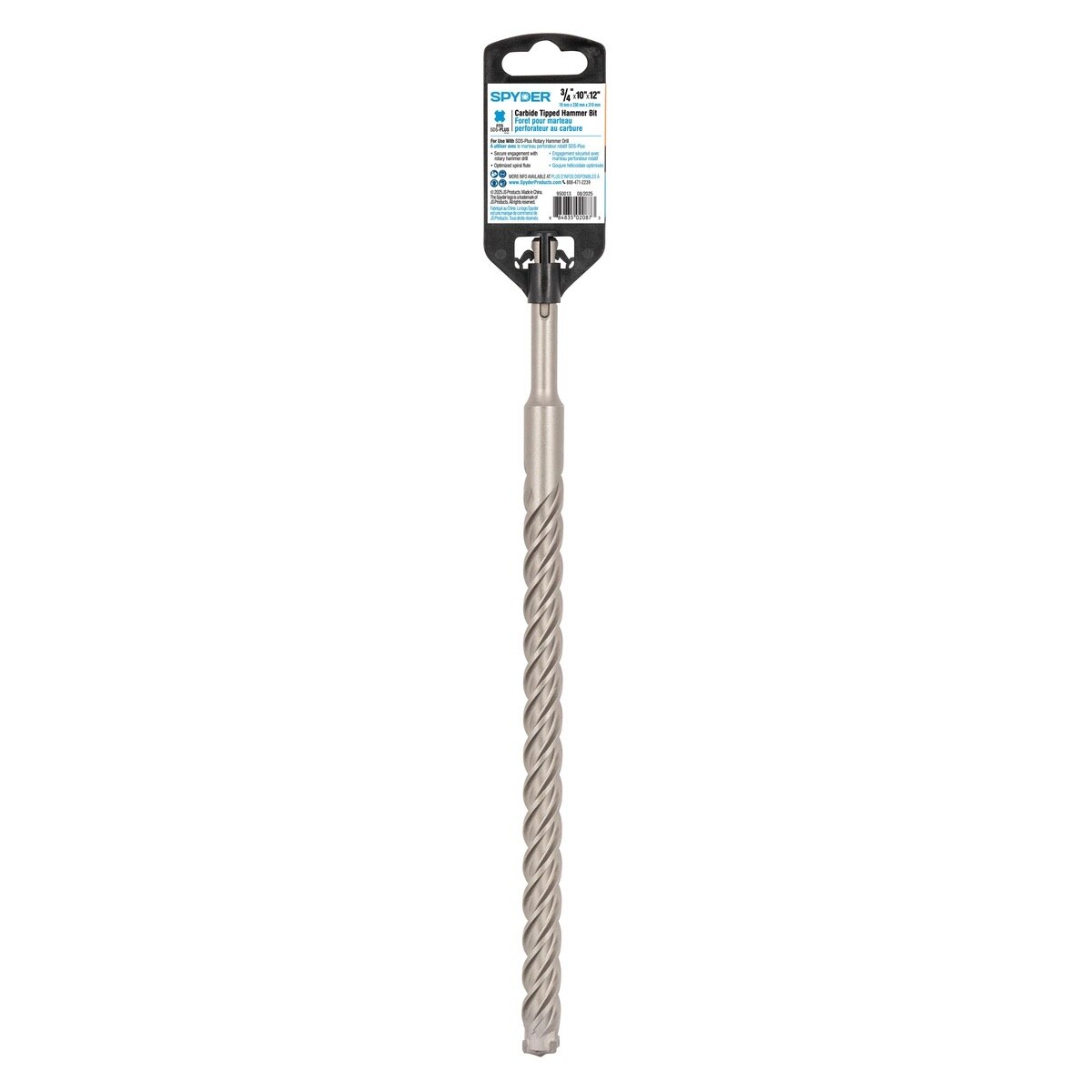 Spyder 950013 3/4" x 12" SDS-Plus 4-Cutter Carbide-Tipped Rotary Hammer Drill Bit - 5