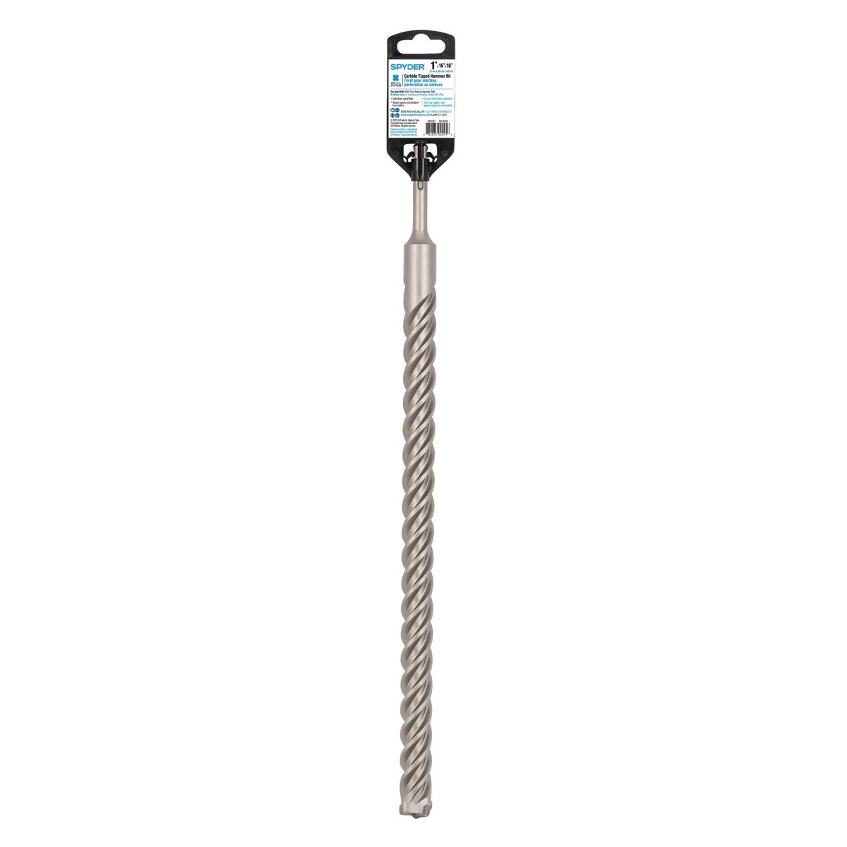 Spyder 950021 1 in x 18 in SDS-Plus 4-Cutter Carbide Rotary Hammer Drill Bit - 4