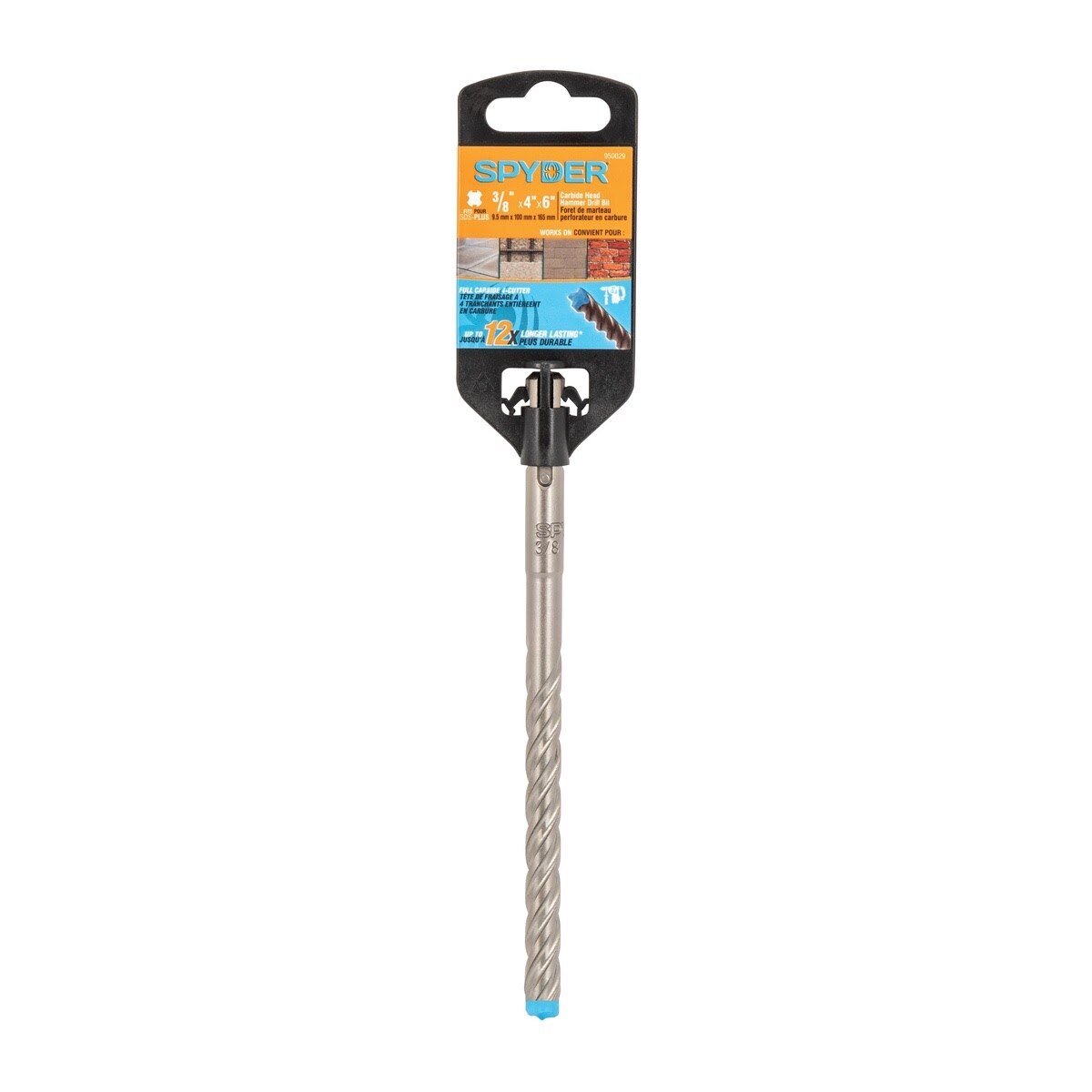 Spyder 950029 3/8" x 4" x 6" SDS-Plus 4-Cutter Full-Carbide Rotary Hammer Drill Bit - 4