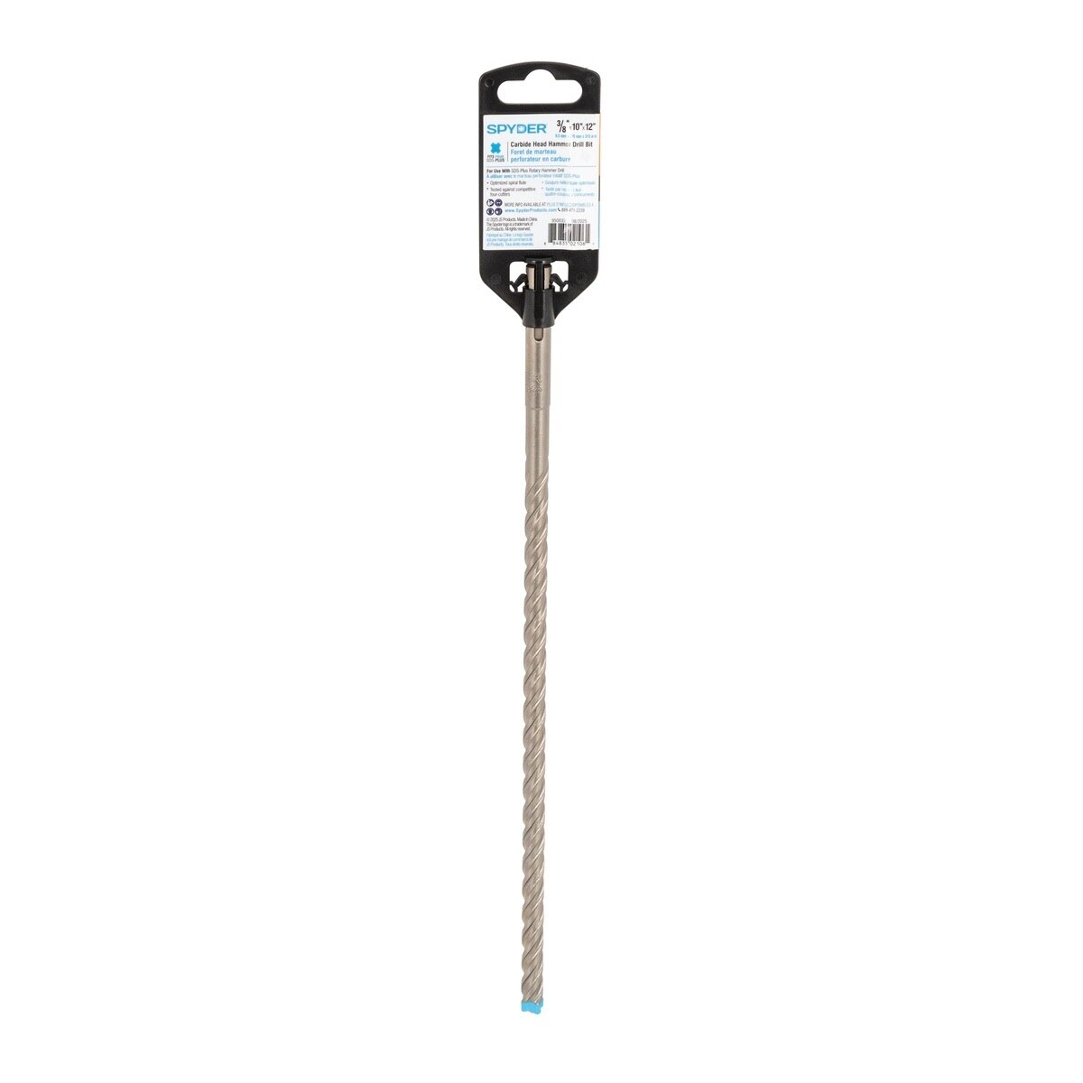 Spyder 950032 3/8" x 10" x 12" SDS-Plus Full-Carbide 4-Cutter Rotary Hammer Drill Bit - 5