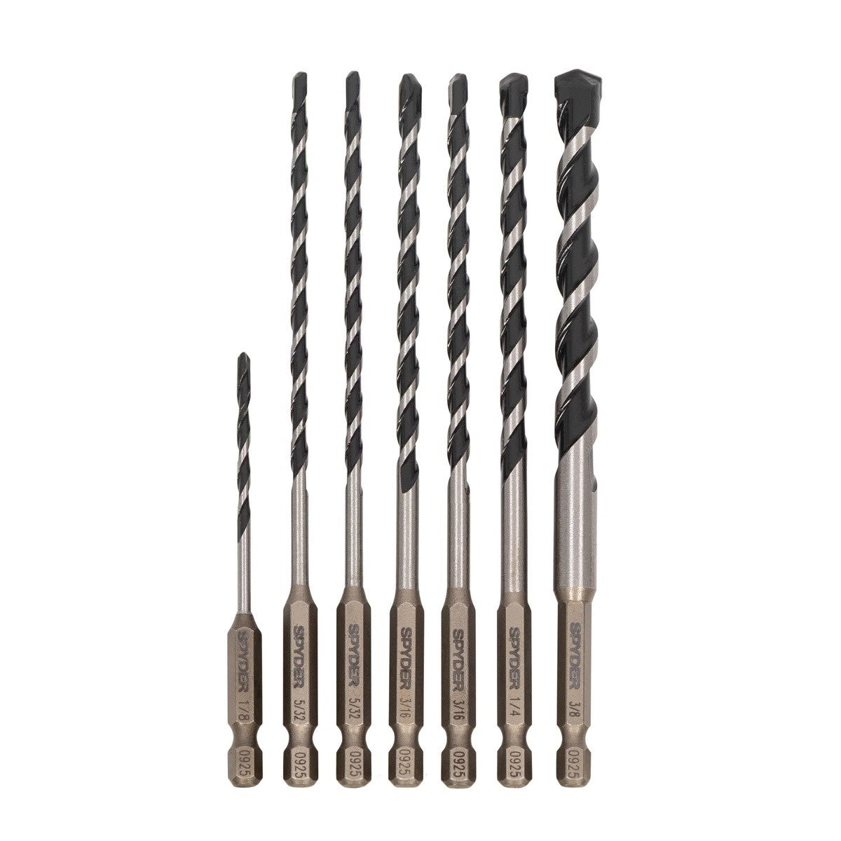 Spyder 950052 Impact Shank Masonry Hammer Drill Bit Set with 1/4 in Hex Shank (7 Piece) - 2