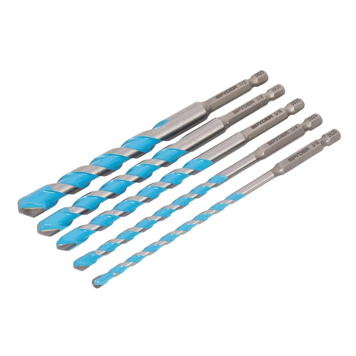 Spyder 950081 6" Impact Shank Carbide-Tipped Multi-Material Masonry Drill Bit Set (5 Piece) - 2