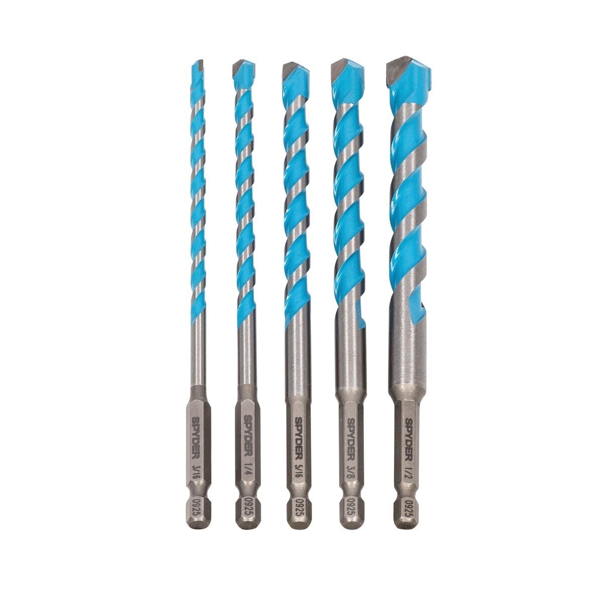 Spyder 950081 6" Impact Shank Carbide-Tipped Multi-Material Masonry Drill Bit Set (5 Piece) - 3